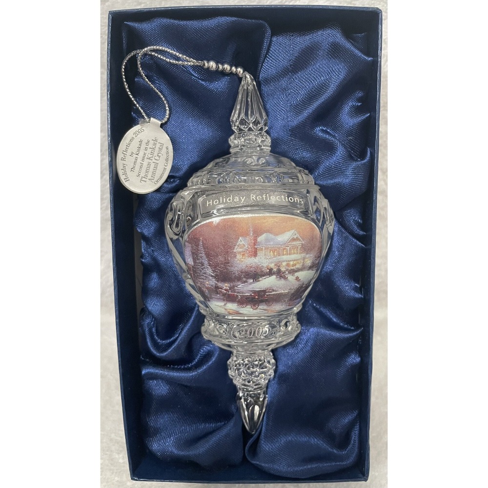 Thomas Kinkade Crystal Ornament 2005 Holiday Reflections Bradford Editions COA